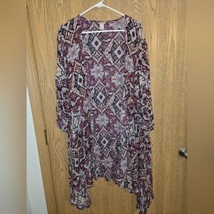 Mossimo Supply Co. Burgundy and White Geometric Cardigan